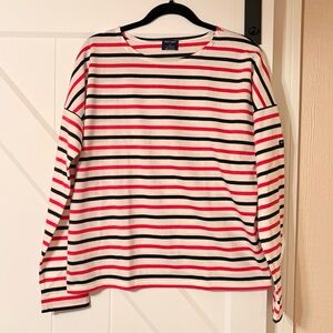 Saint James for J.Crew Stripe red navy white Top Size M Made in France